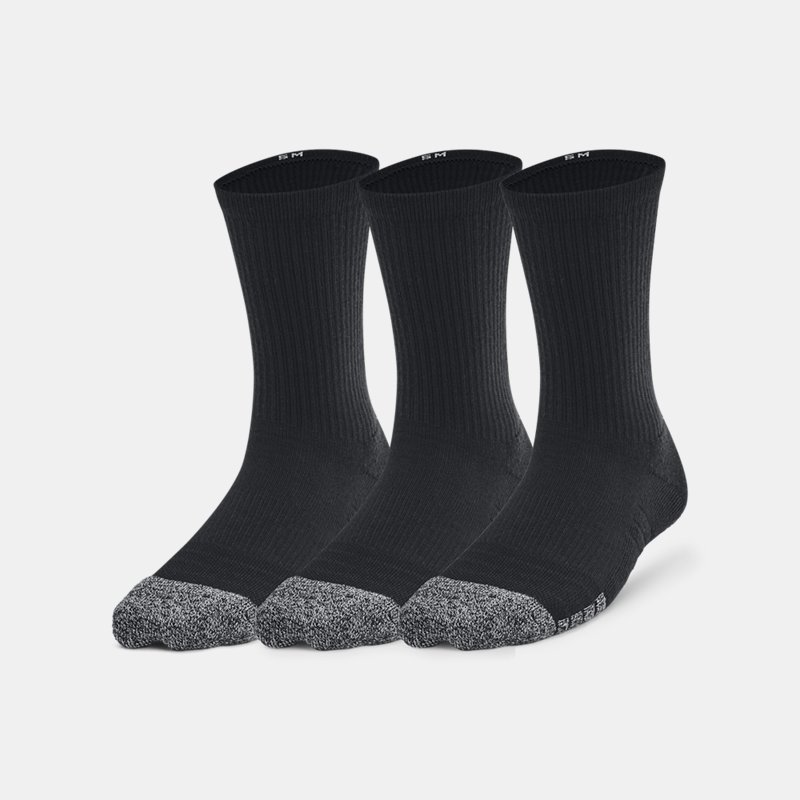 Under Armour Kids' HeatGear® 3-Pack Crew Socks Black / Black / Steel M